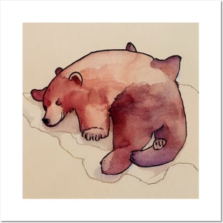 Bear sleeping, autum winter moods Posters and Art